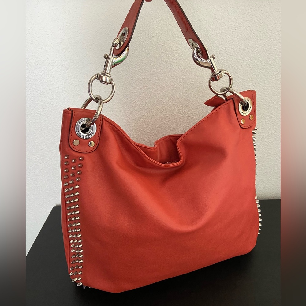 Rebecca Minkoff Orange Studded Hobo Bag